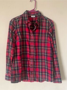 Classic Red Plaid Button-Up Shirt - women
